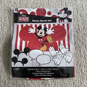 Disney Mickey Mouse Photo Booth Kit Backdrop Ears 7 piece Party Accessories